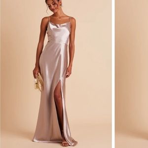 Bridesmaid dress by birdy Grey satin taupe